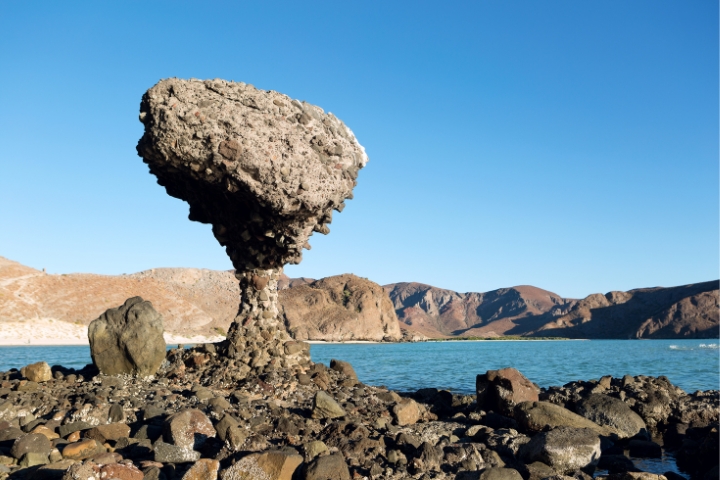 Balandra's mushroom rock formation