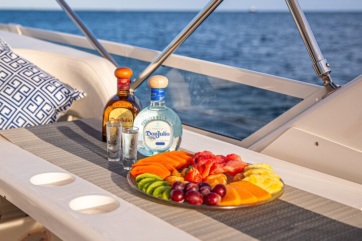 Tequila and fresh cut fruit platter