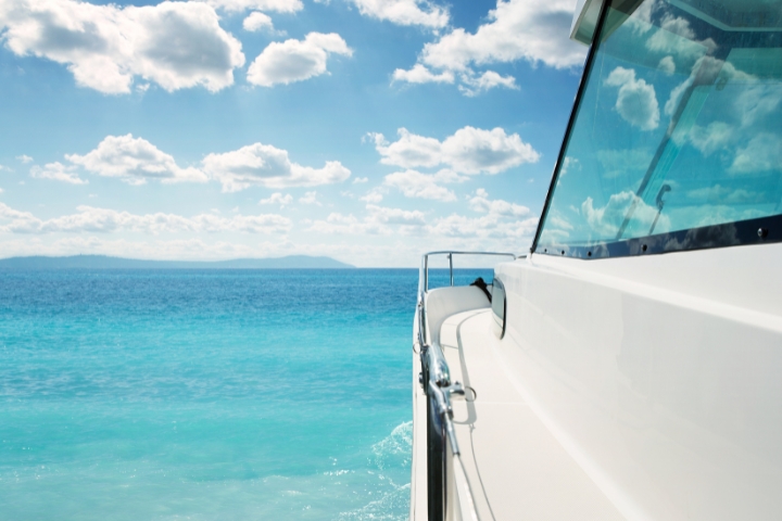 Boat anchored at Balandra Bay charter