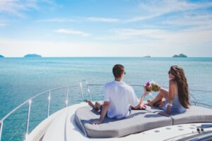 Couple during a Day Boat Charter to Balandra Beach - La Paz Boat Tours